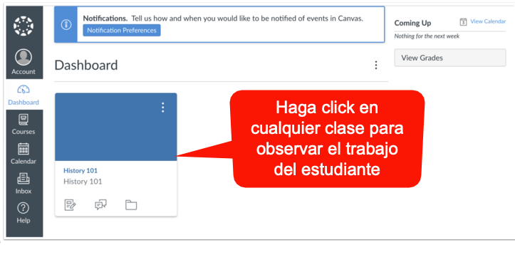 Comience a observar el trabajo de un estudiante