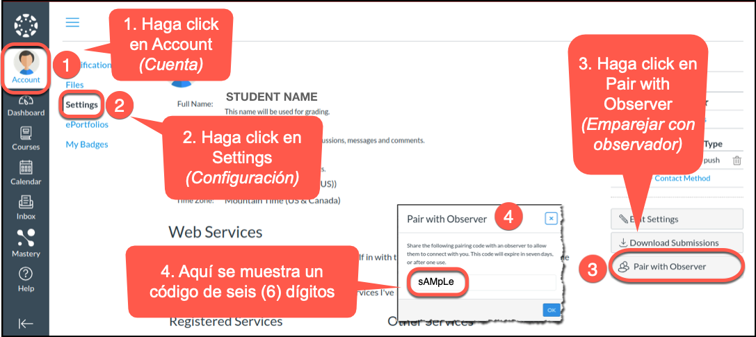 Pasos para crear un código para emparejar con observador