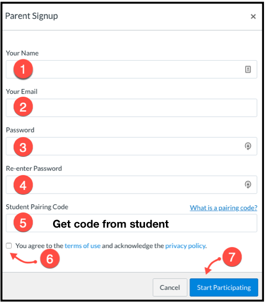Parent Signup in Canvas